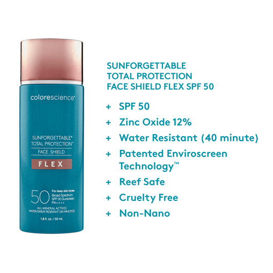 SUNFORGETTABLE® TOTAL PROTECTION™ FACE SHIELD FLEX SPF 50 (Sunscreen) från ColoreScience. | SugarMe Esthetics